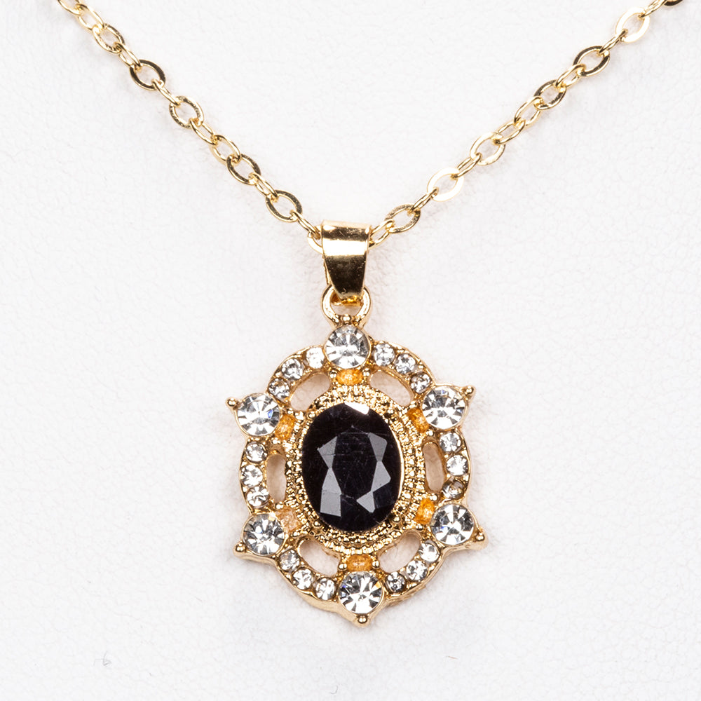 Collar de Aleación Bañado en Oro con Zafiro y Cristal Emporia® Blanco ( Collar +Colgante ) 6 