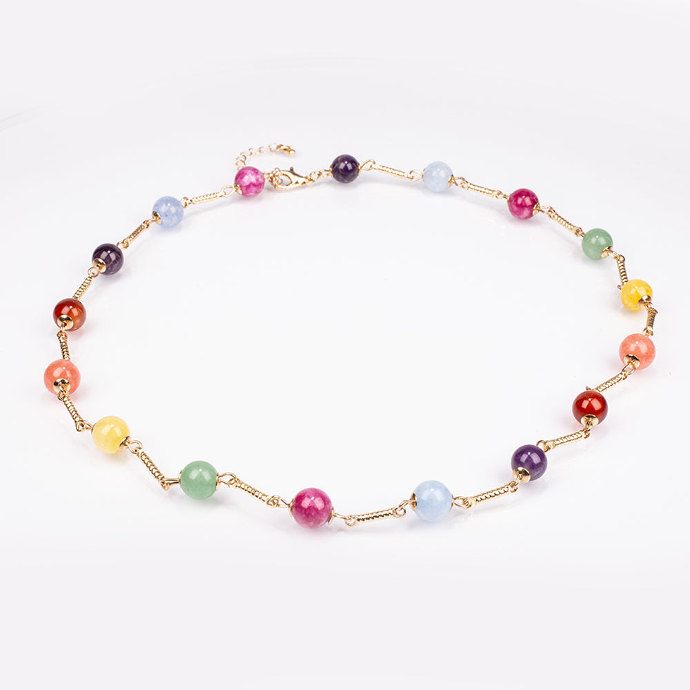 Conjunto de Aleación Bañado en Oro con Amatista y Jade ( Collar +Pendientes +Pulsera ) 3 