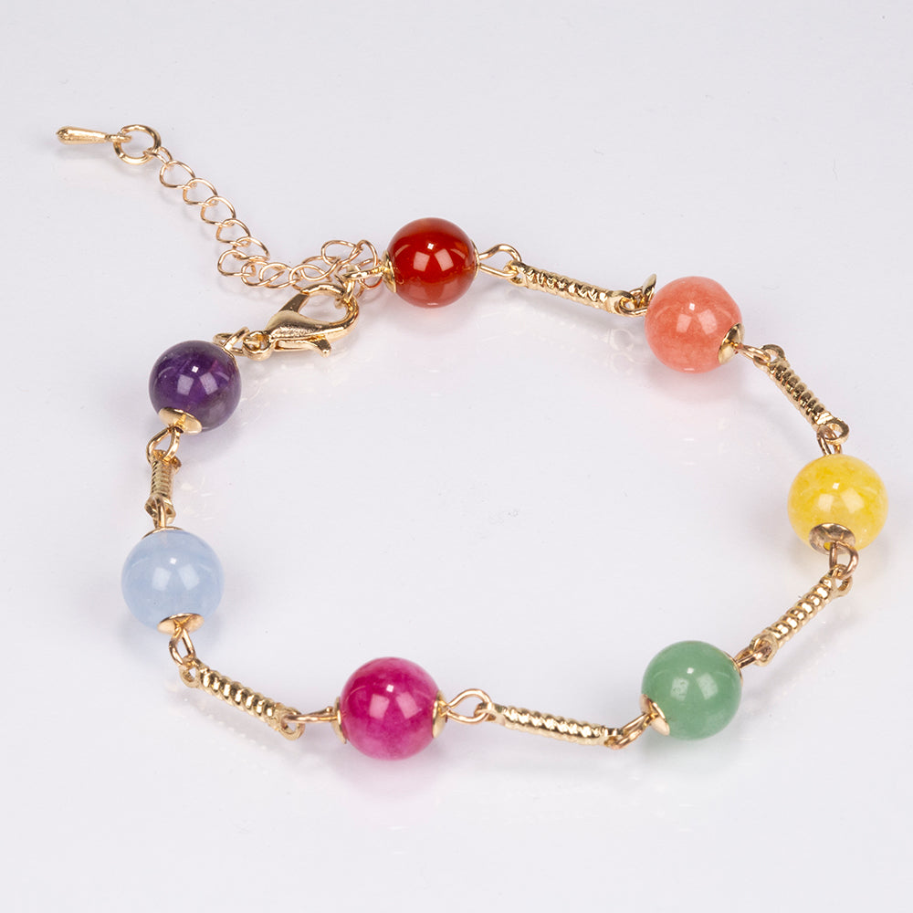 Conjunto de Aleación Bañado en Oro con Amatista y Jade ( Collar +Pendientes +Pulsera ) 5 