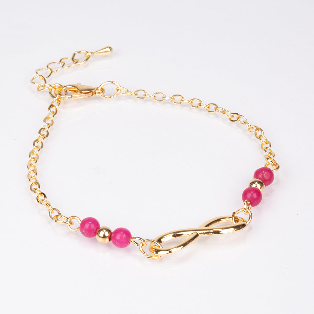 Pulsera de Aleación Bañado en Oro con Rubí
