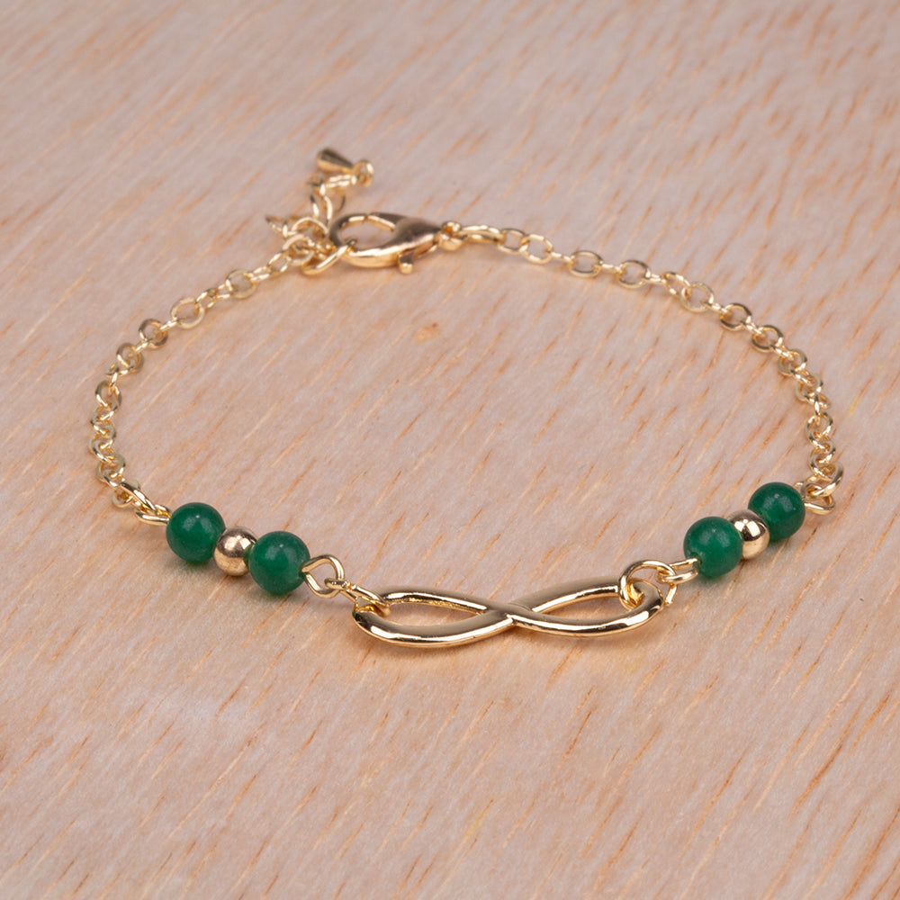Pulsera de Aleación Bañado en Oro con Esmeralda