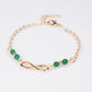 Pulsera de Aleación Bañado en Oro con Esmeralda