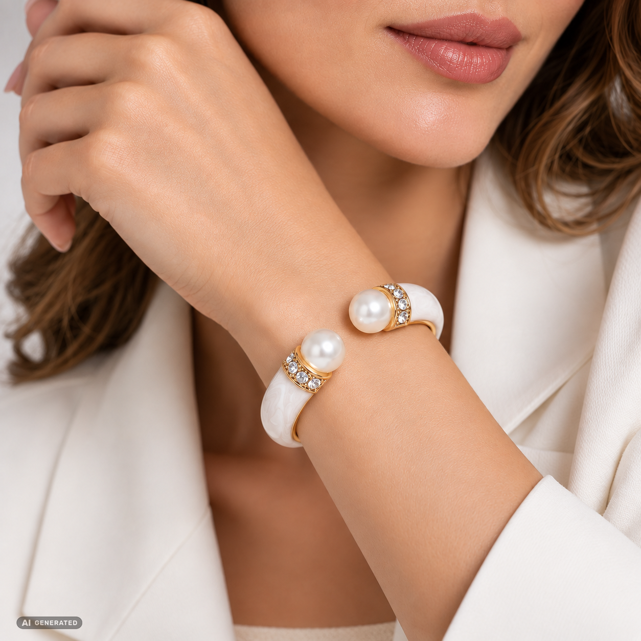 Pulsera de Aleación Bañado en Oro con Cristal Emporia® Blanco