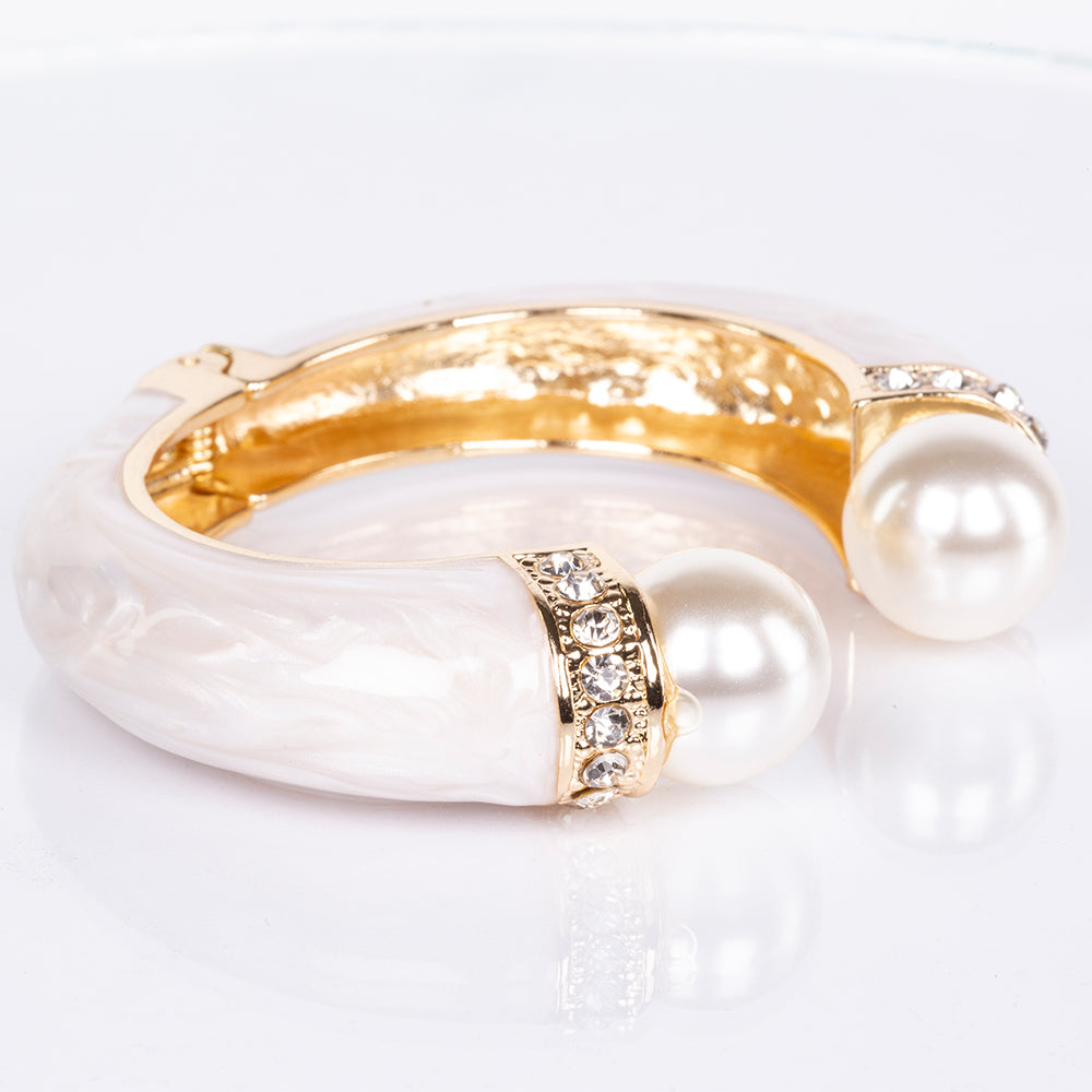Pulsera de Aleación Bañado en Oro con Cristal Emporia® Blanco 4 