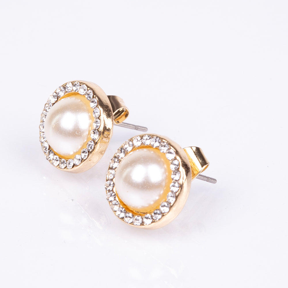 Pendientes de Aleación Bañado en Oro con Cristal Emporia® Blanco 2 