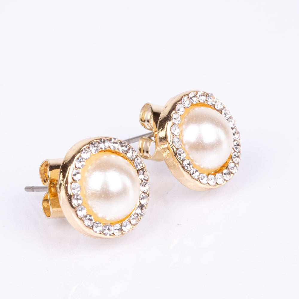 Pendientes de Aleación Bañado en Oro con Cristal Emporia® Blanco 4 