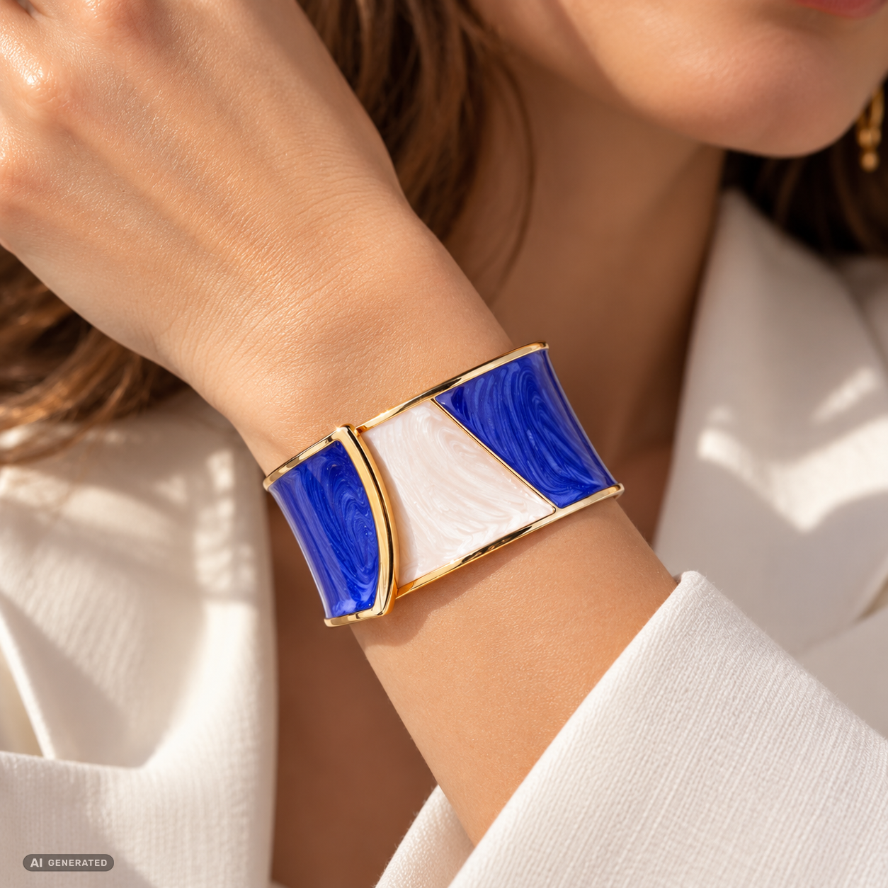 Pulsera de Aleación Bañado en Oro con Esmalte 1 
