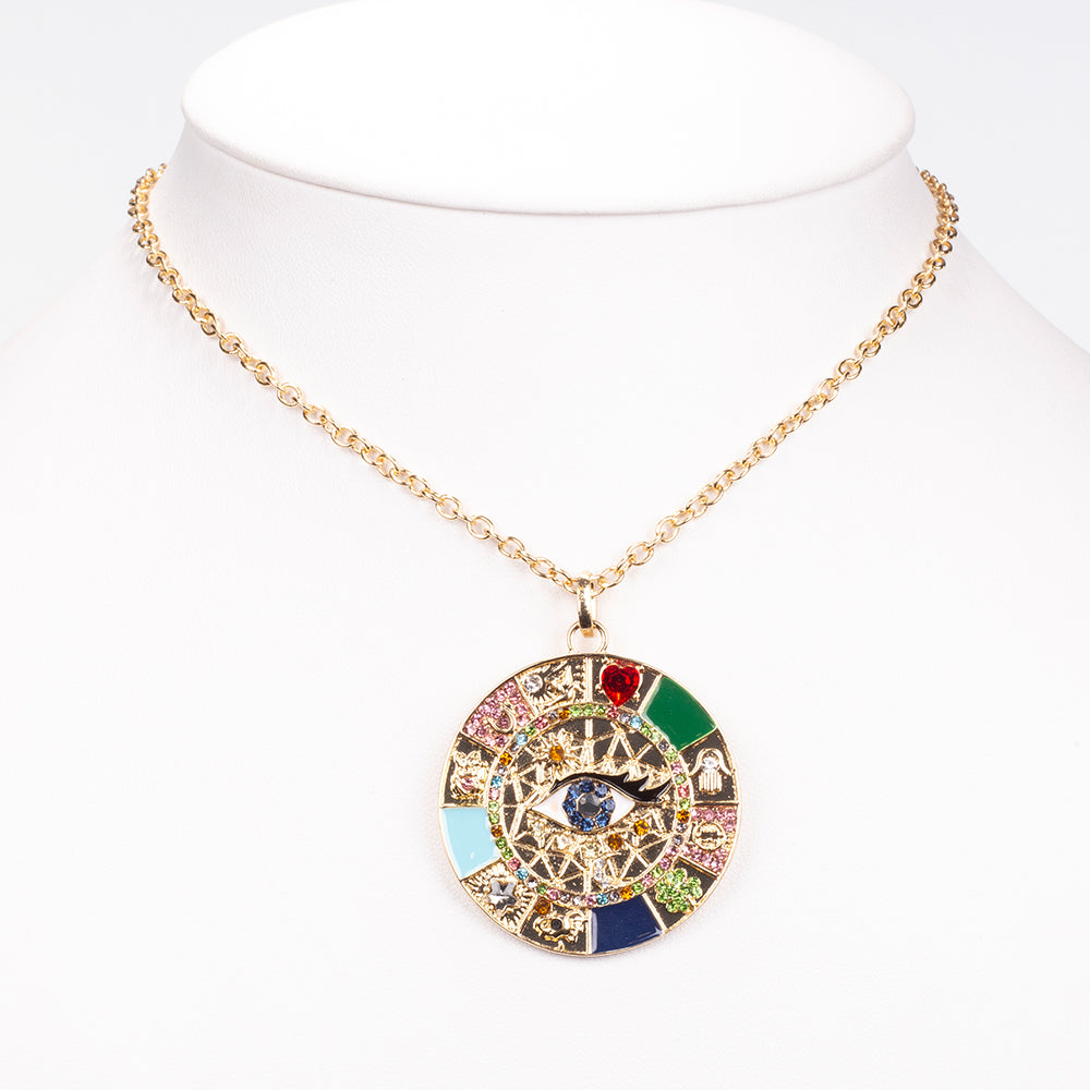 Collar de Aleación Bañado en Oro con Zafiro y Cristal Emporia® Blanco