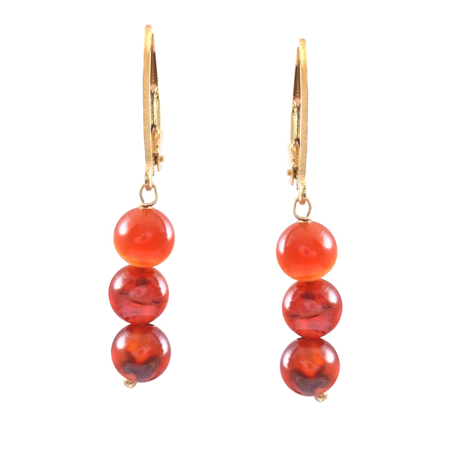 Conjunto de Plata Bañada en Oro con Ágata Roja ( Collar +Pendientes +Pulsera )
