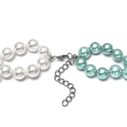 Collar de Plata con Perla blanca de agua dulce y Perla Verde