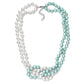 Collar de Plata con Perla blanca de agua dulce y Perla Verde