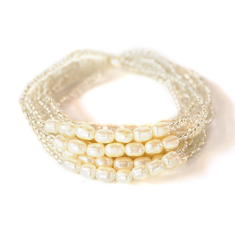 Pulsera Pepita con Perla de concha y Cristal Emporia® Blanco