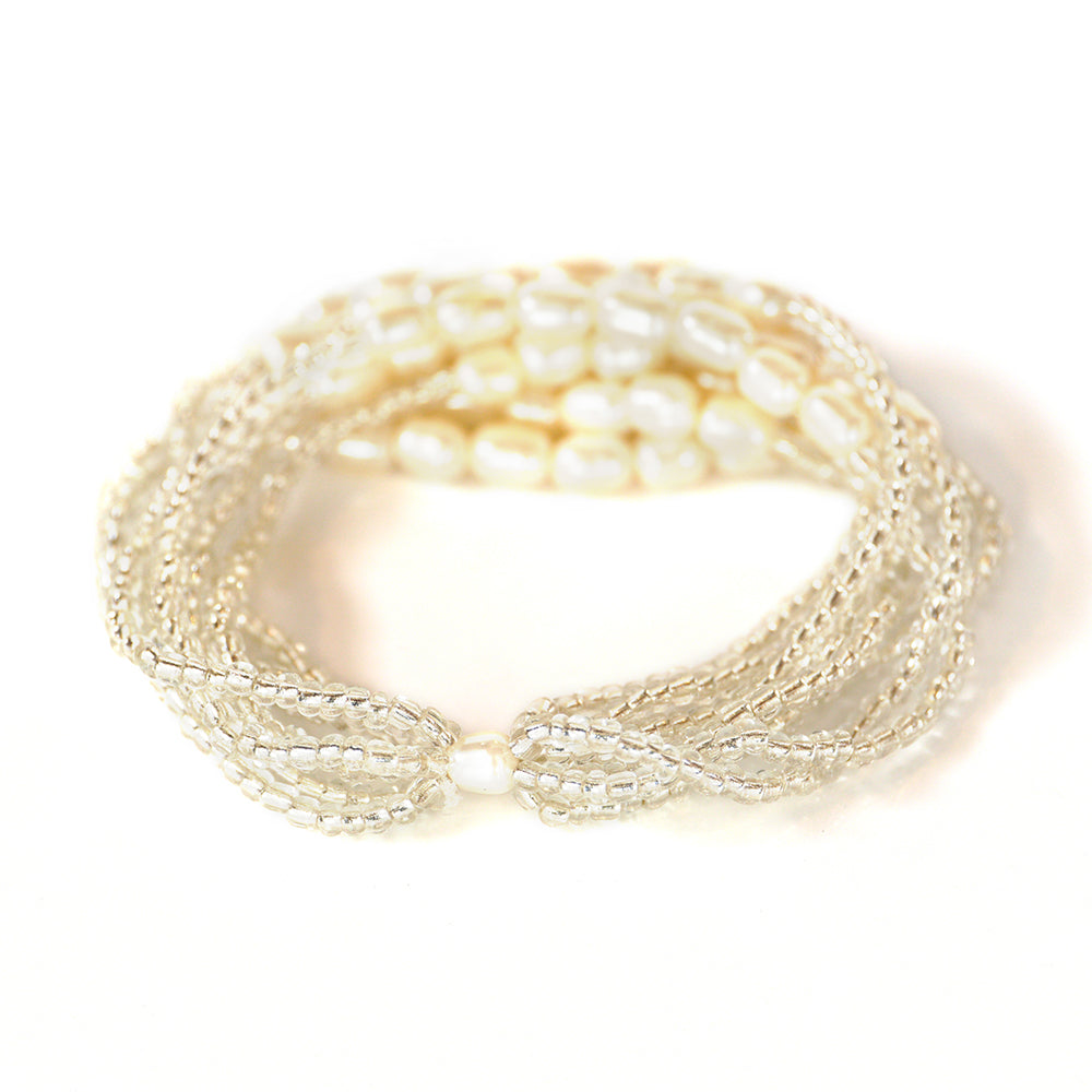 Pulsera Pepita con Perla de concha y Cristal Emporia® Blanco