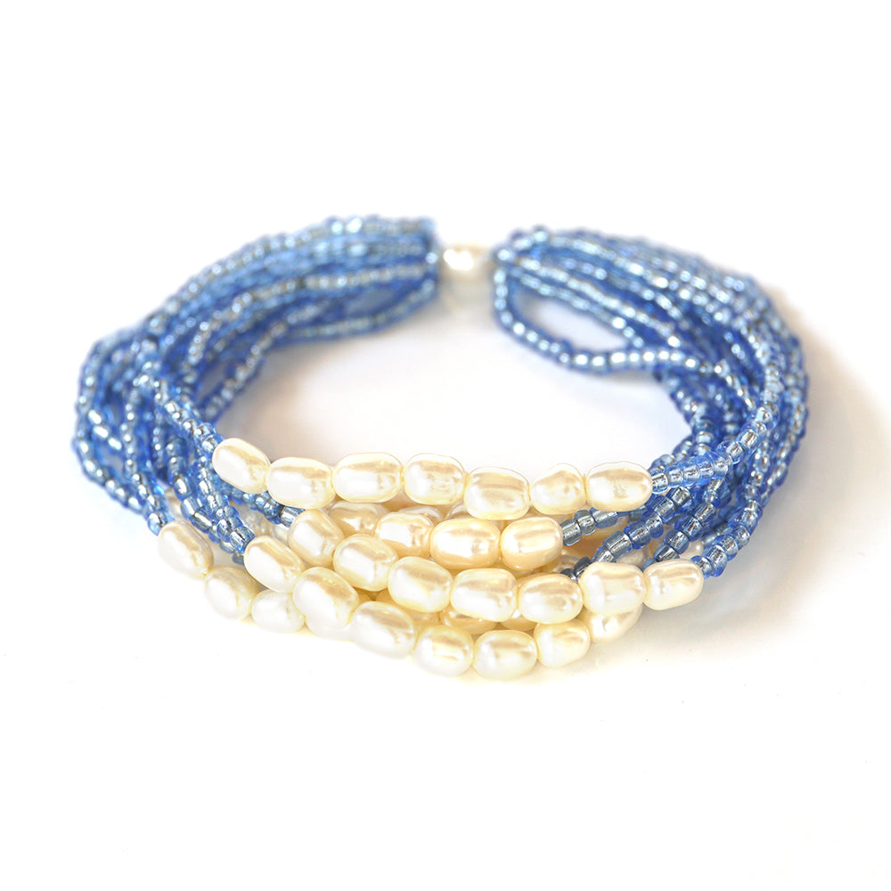 Pulsera Pepita con Perla de concha y Cristal Emporia® Azul 1 