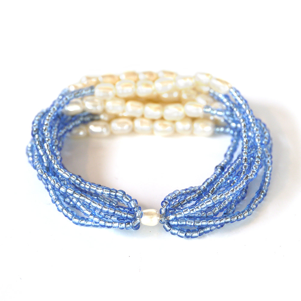 Pulsera Pepita con Perla de concha y Cristal Emporia® Azul 2 