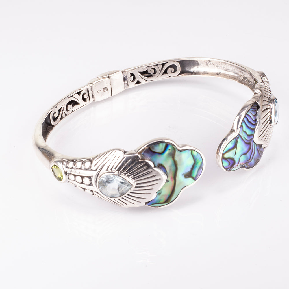 Pulsera de Plata con Concha de abulón y Lapislázuli 3 