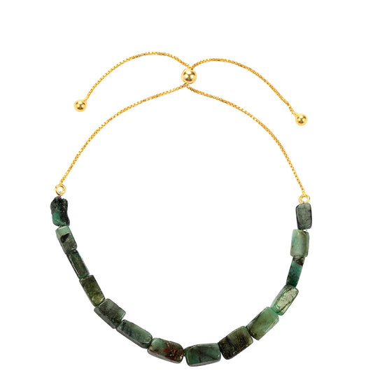 Pulsera de Plata Bañada en Oro con Esmeralda de Brasil