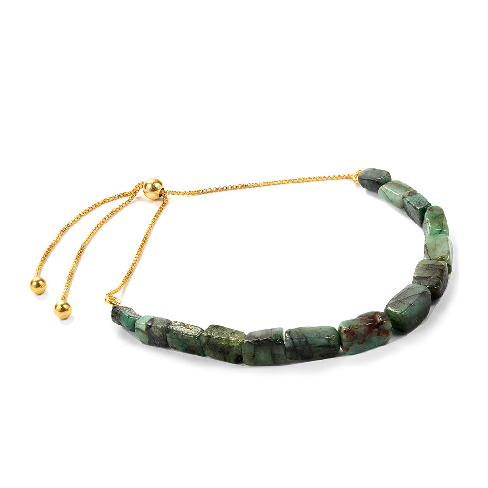 Pulsera de Plata Bañada en Oro con Esmeralda de Brasil