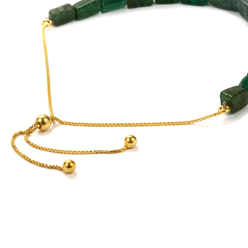 Pulsera de Plata Bañada en Oro con Anenturina Verde 3 