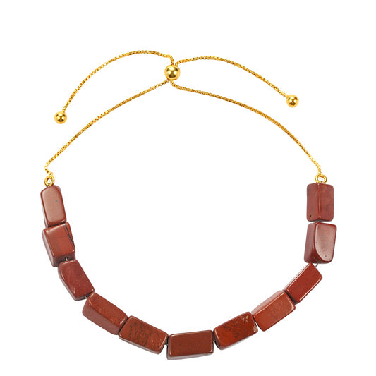 Pulsera de Plata Bañada en Oro con Jaspe rojo