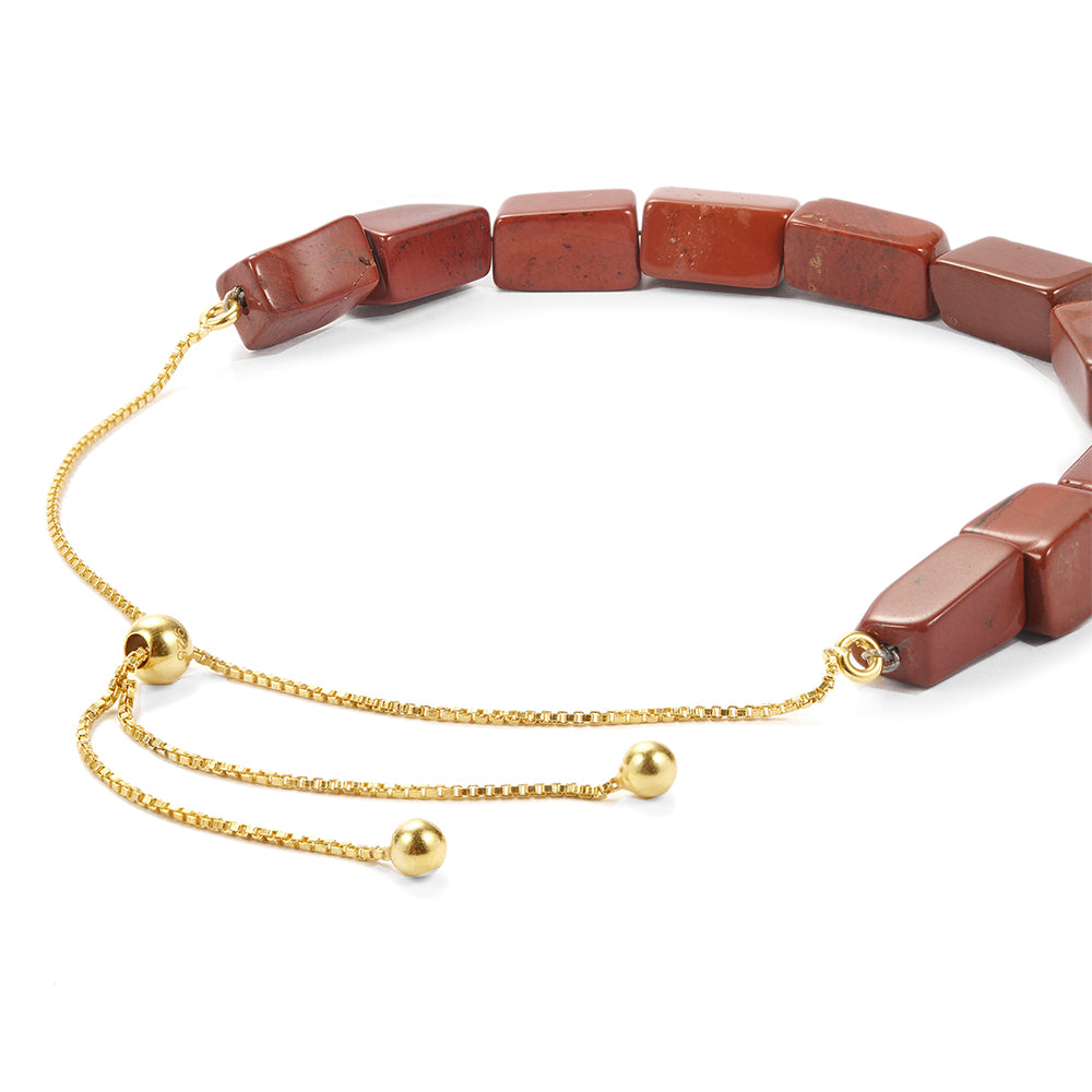 Pulsera de Plata Bañada en Oro con Jaspe rojo