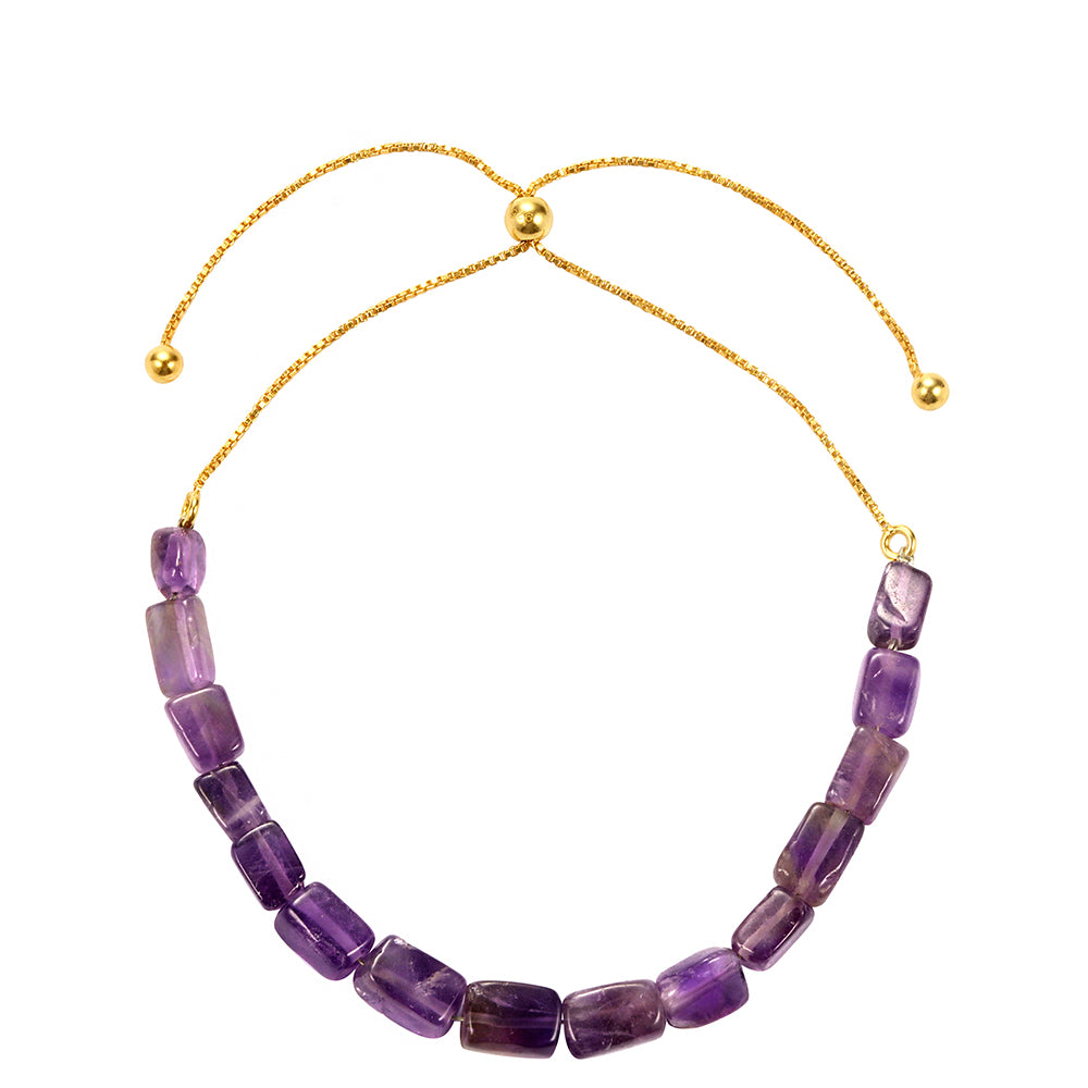 Pulsera de Plata Bañada en Oro con Amatista de Brasil 2 