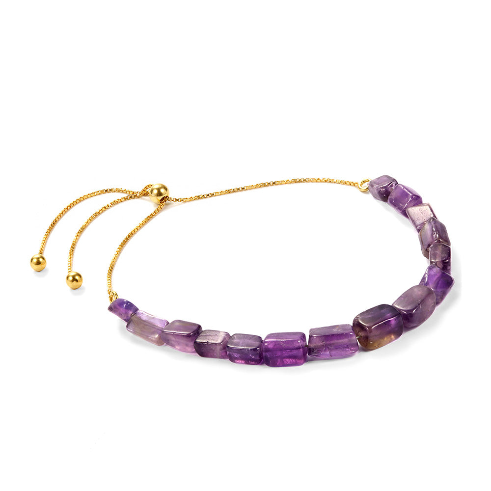 Pulsera de Plata Bañada en Oro con Amatista de Brasil 1 