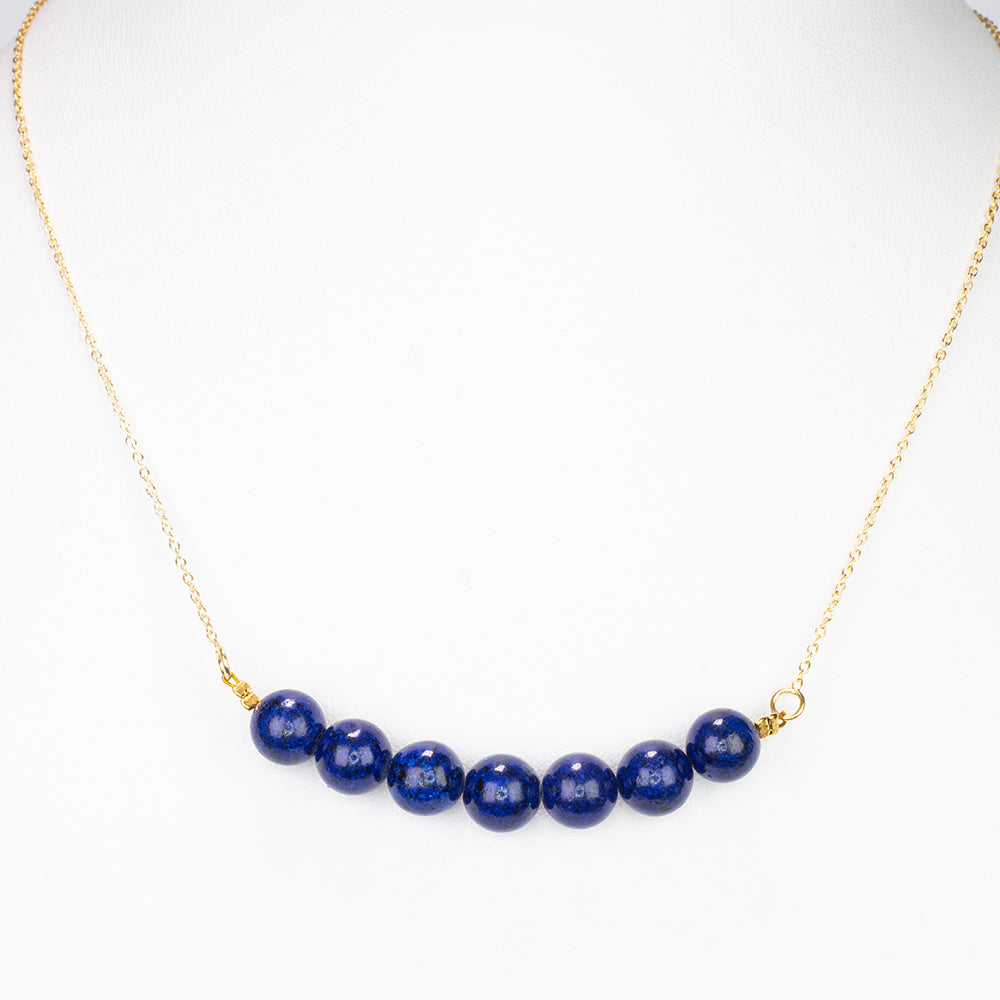 Collar de Plata Bañada en Oro con Lapislázuli 5 