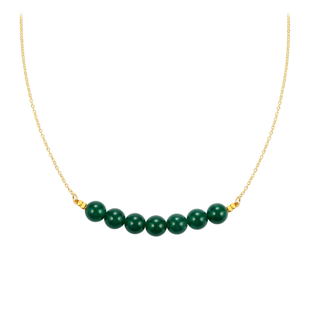 Collar de Plata Bañada en Oro con Jade Verde