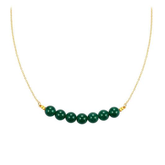 Collar de Plata Bañada en Oro con Jade Verde