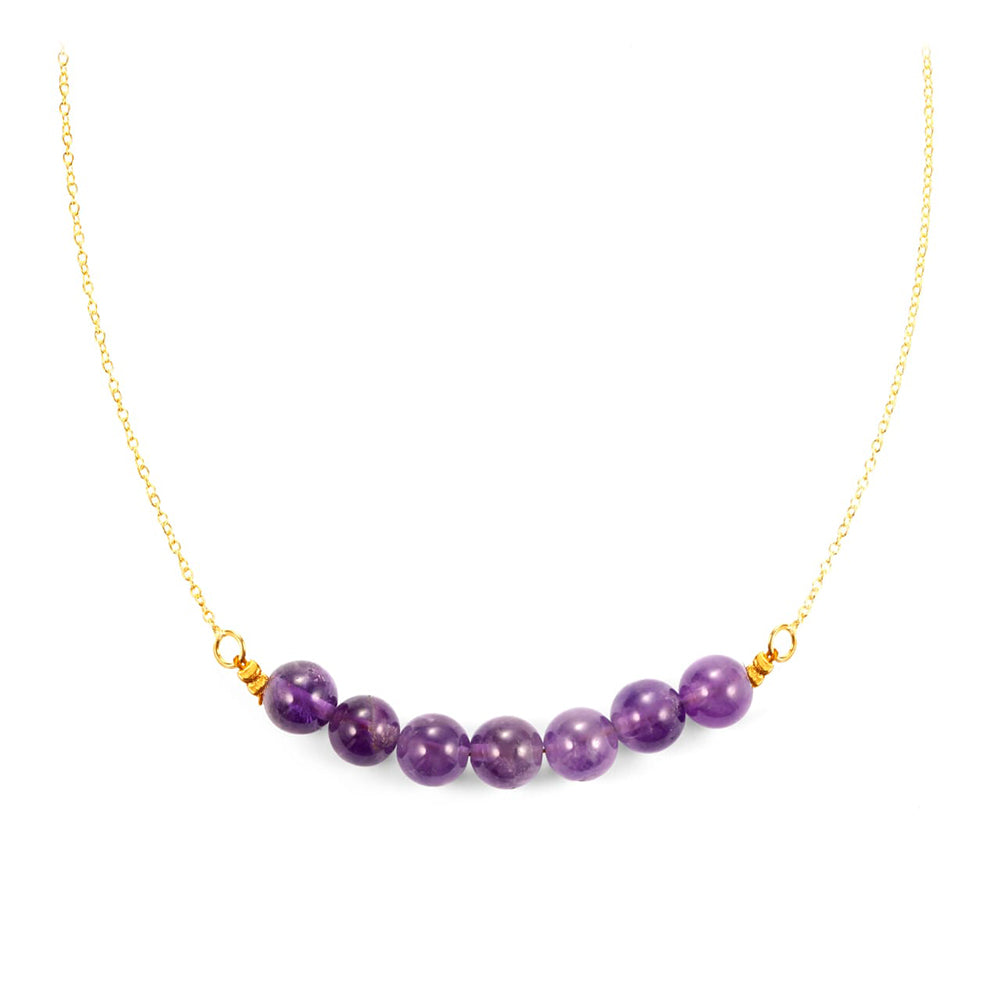 Collar de Plata Bañada en Oro con Amatista de Brasil