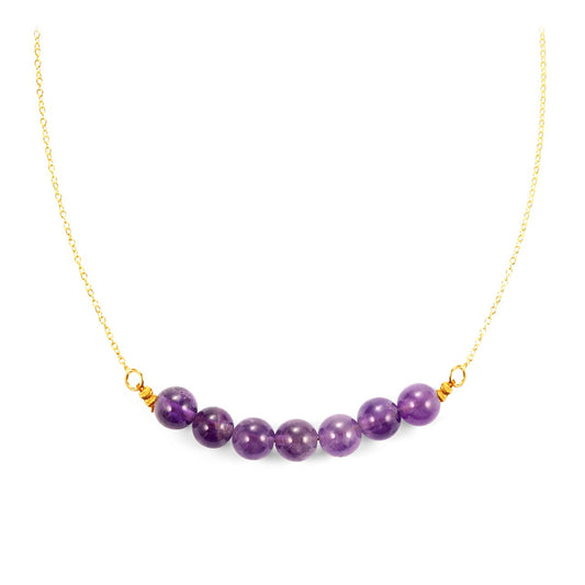 Collar de Plata Bañada en Oro con Amatista de Brasil