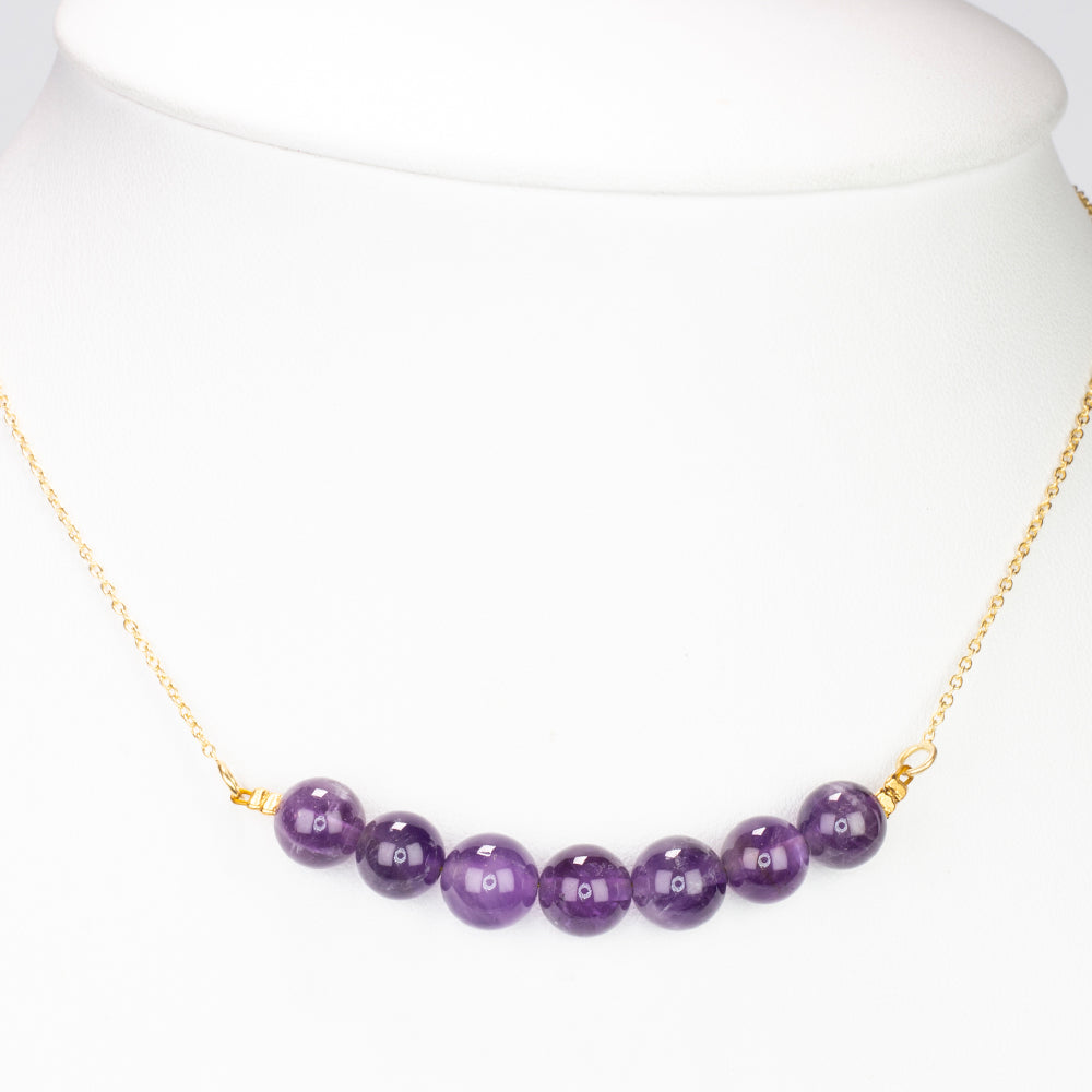 Collar de Plata Bañada en Oro con Amatista de Brasil 5 