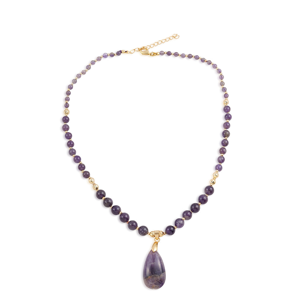 Collar de Aleación Bañado en Oro con Amatista 7 