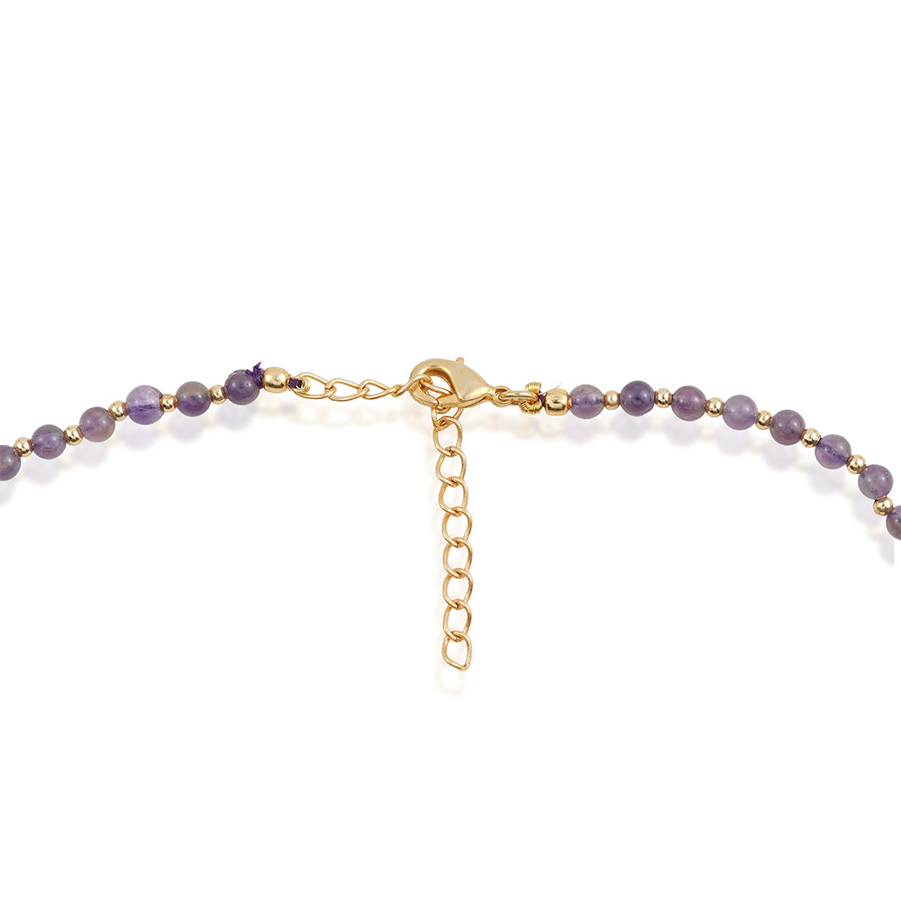 Collar de Aleación Bañado en Oro con Amatista