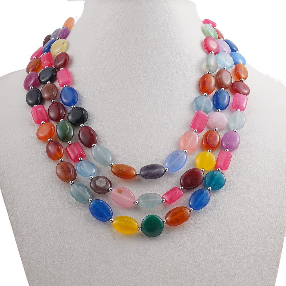 Collar de Aleación Bañado en Oro con Jade 7 