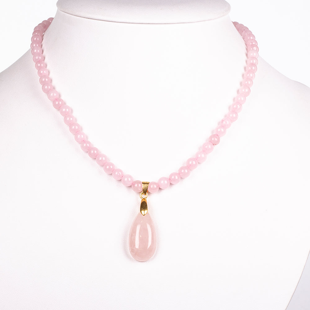 Collar de Aleación Bañado en Oro con Cuarzo Rosado 2 