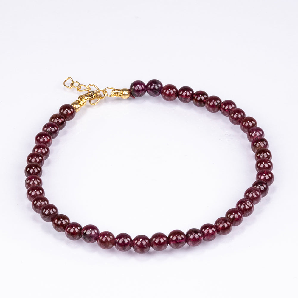 Pulsera de Plata Bañada en Oro con Granate rojo 1 