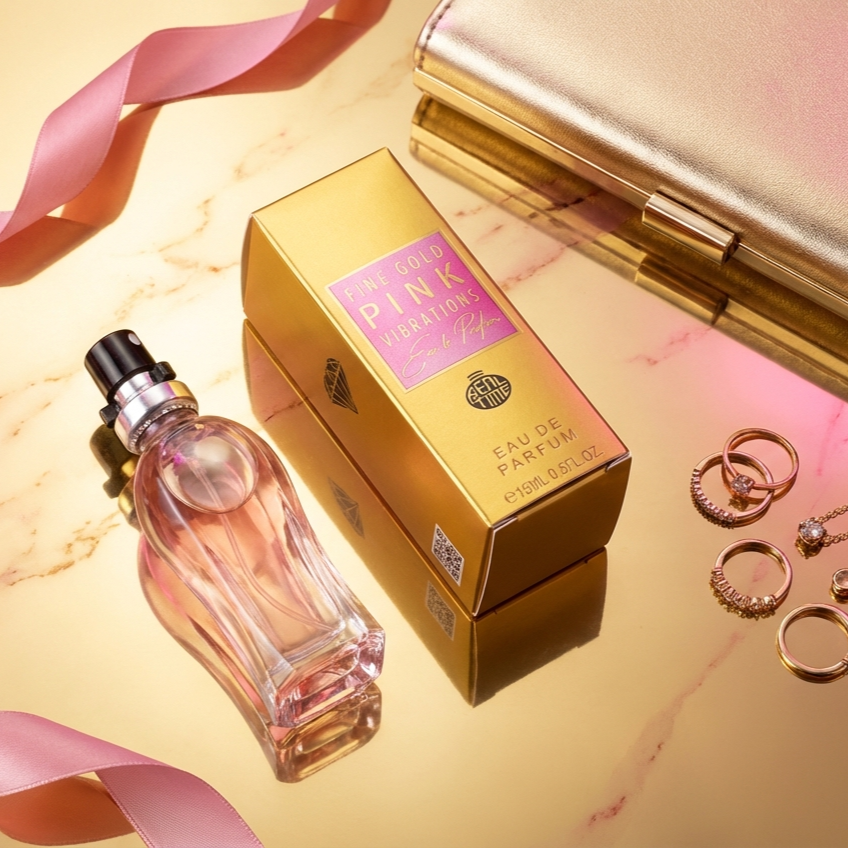 15ml EDP "FINE GOLD PINK VIBRATIONS" fragancia cítrica frutal