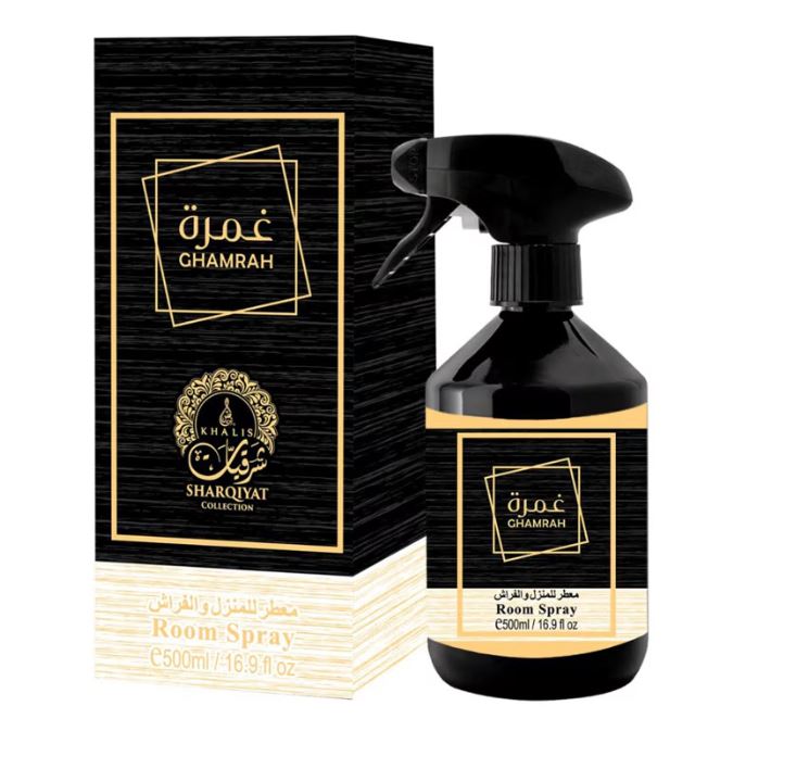 Spray aromatizante para el hogar Ghamrah 500 ml – aroma especiado y ambarino