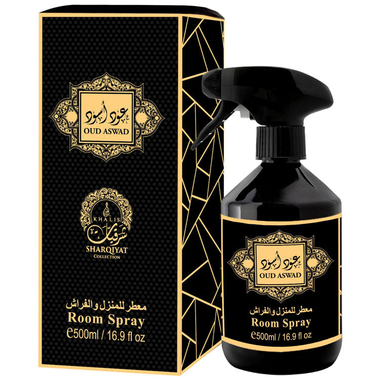 Spray aromatizante para el hogar Aswad (500 ml) – aroma amaderado y especiado