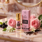 Aceite de perfume roll-on Pink Rose Al Riyad (6 ml): fragancia floral-frutal para mujer.