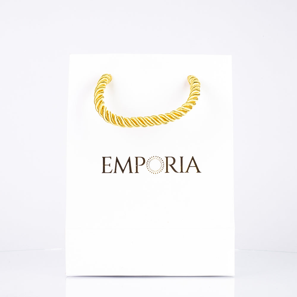 Elegante bolsa blanca de papel Emporia, 22x15x6 cm