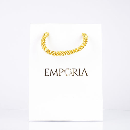 Elegante bolsa blanca de papel Emporia, 22x15x6 cm