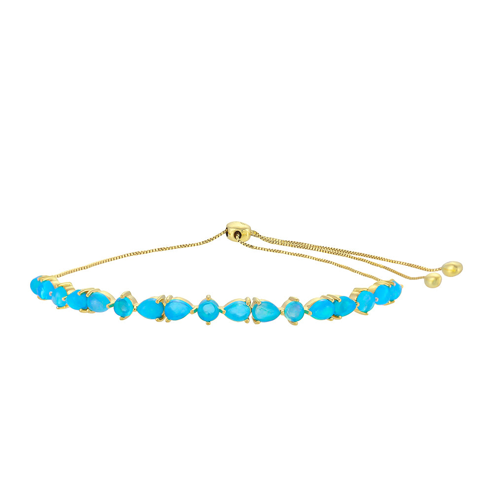 Pulsera de Oro 9K con Ópalo Azul de Etiopía