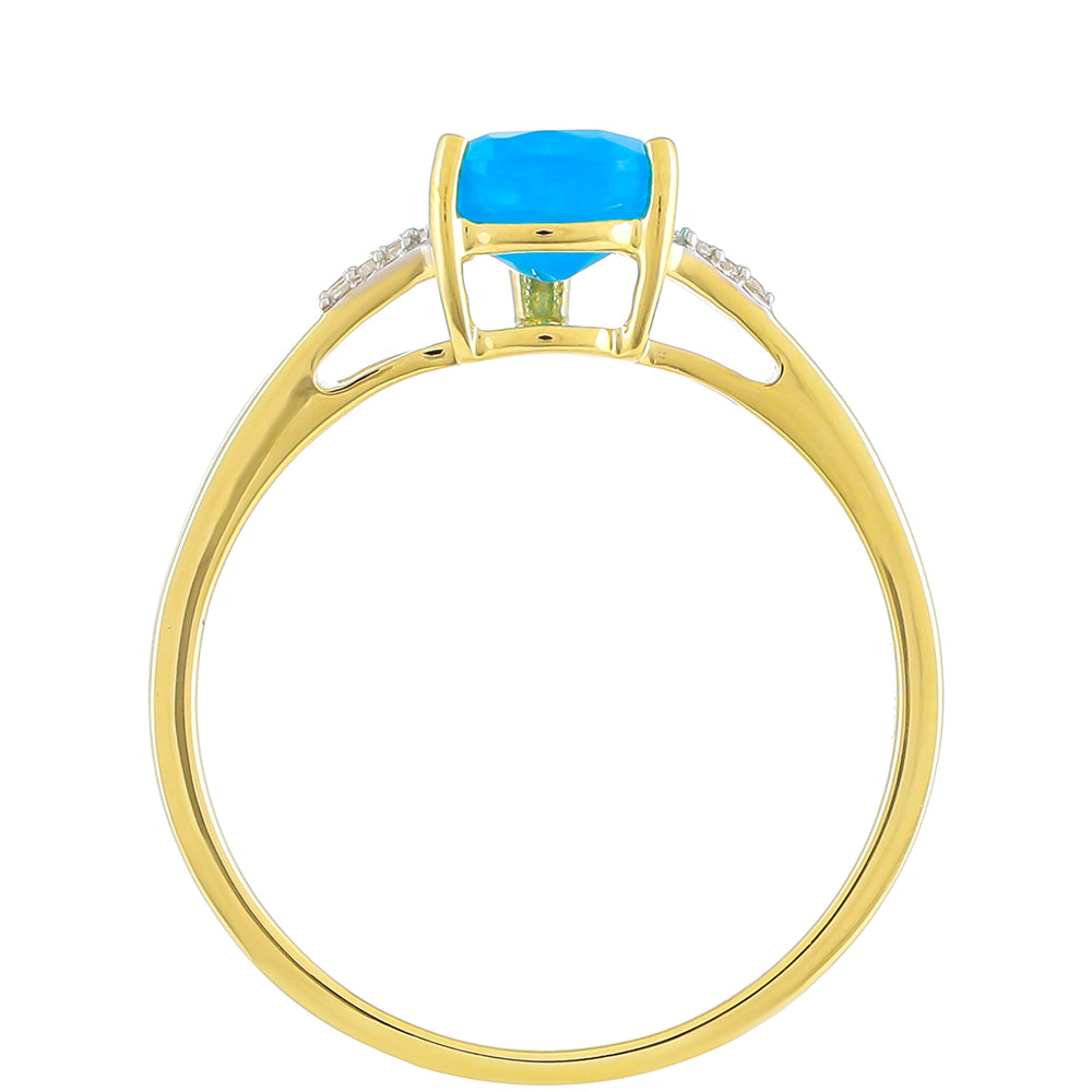 Anillo de Oro 9K con Ópalo Azul de Etiopía y Zircón natural 4 