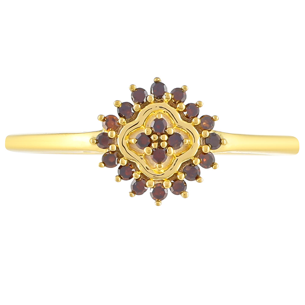 Anillo de Plata Bañada en Oro con Diamante Rojo 1 