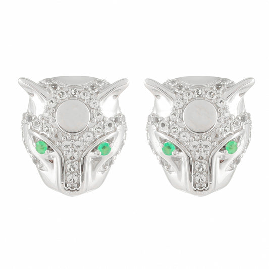 Pendientes de Plata con Esmeralda de Brasil y Topacio Blanco