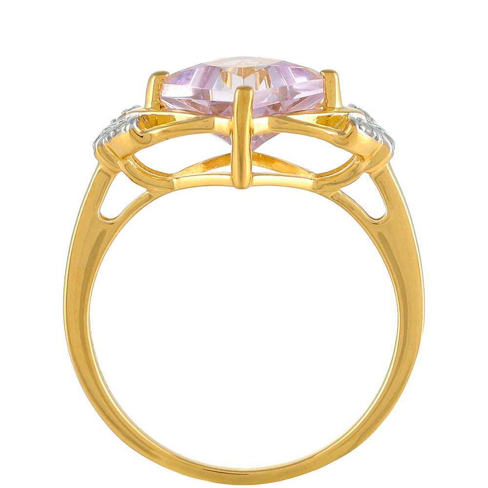 Anillo de Plata Bañada en Oro con Amatista Rosa y Zircón natural 4 