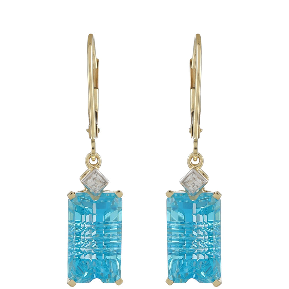 Pendientes de Oro 9K con Topacio Azul Paraiba y Zircón natural